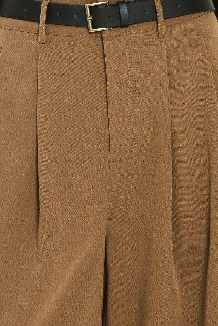 CITY CINCH BLACK/BROWN BELTED WIDE-LEG PANTS
