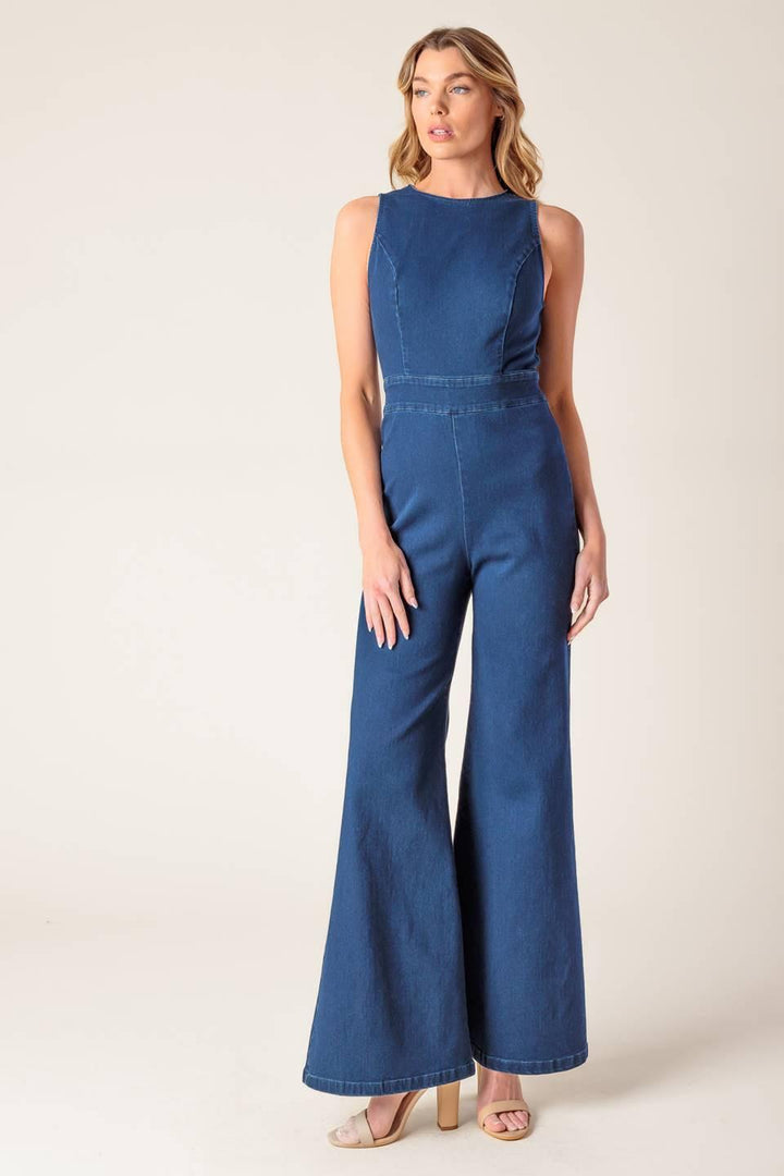 Book Nook Medium Indigo Denim Jumpsuit from KADOU Boutique