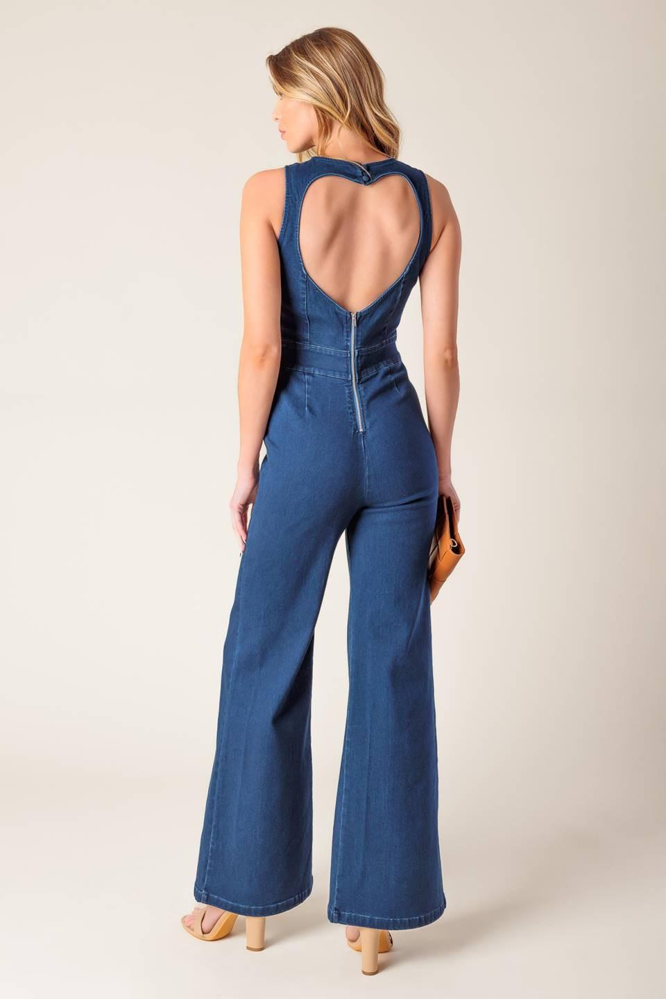 Book Nook Medium Indigo Denim Jumpsuit from KADOU Boutique