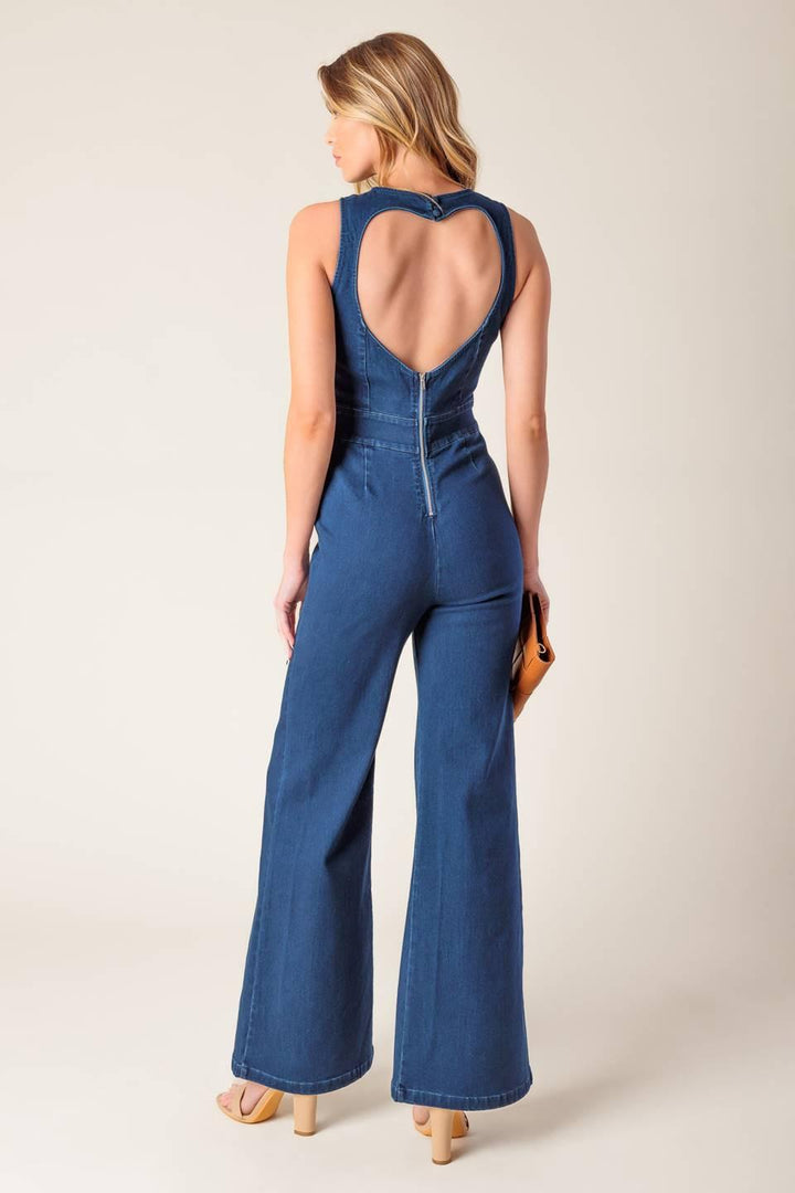 Book Nook Medium Indigo Denim Jumpsuit from KADOU Boutique
