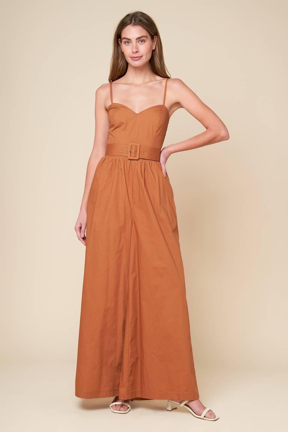 Elevated Icon Brown Woven Jumpsuit from KADOU Boutique