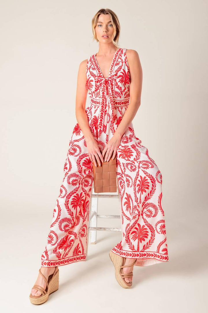 Colette Dream Red Woven Jumpsuit from KADOU Boutique