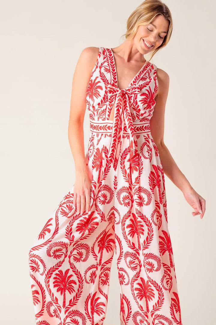 Colette Dream Red Woven Jumpsuit from KADOU Boutique