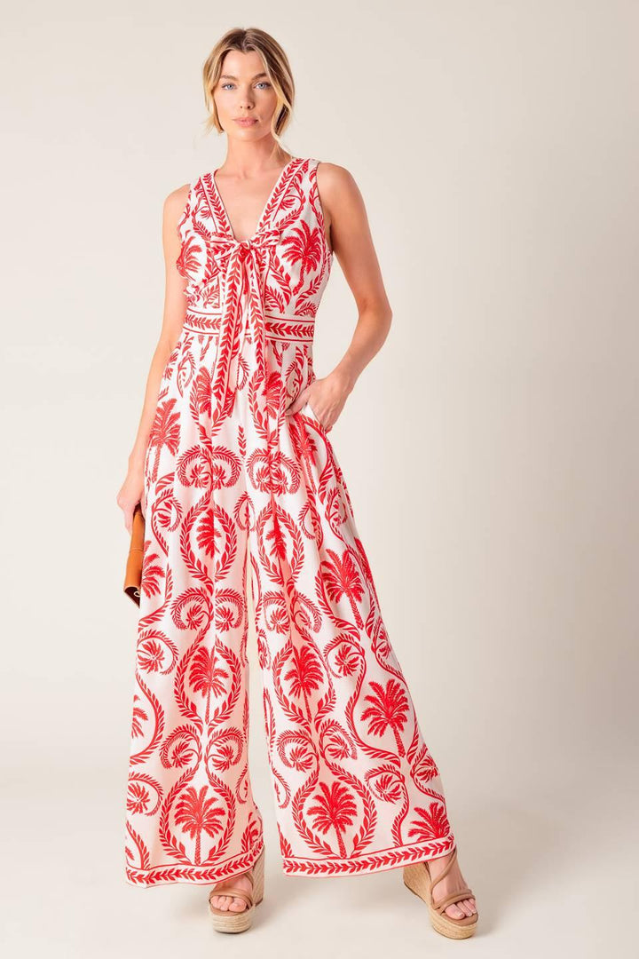 Colette Dream Red Woven Jumpsuit from KADOU Boutique