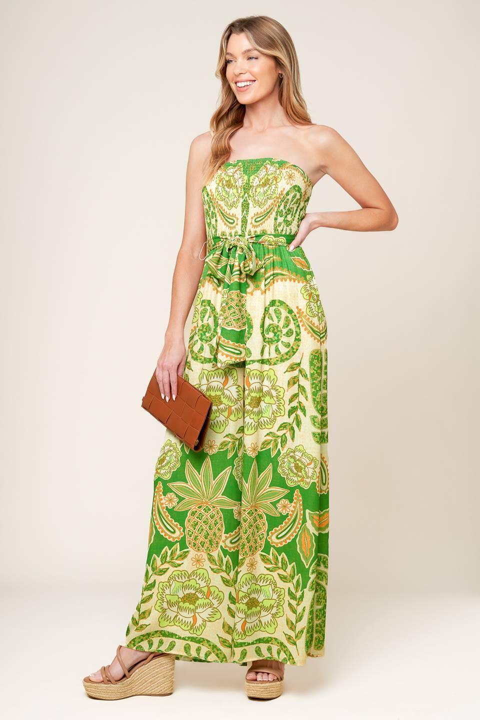 Cameron Meadow Green Woven Jumpsuit from KADOU Boutique
