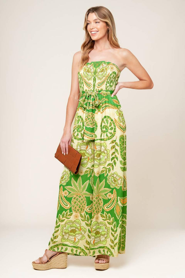 Cameron Meadow Green Woven Jumpsuit from KADOU Boutique