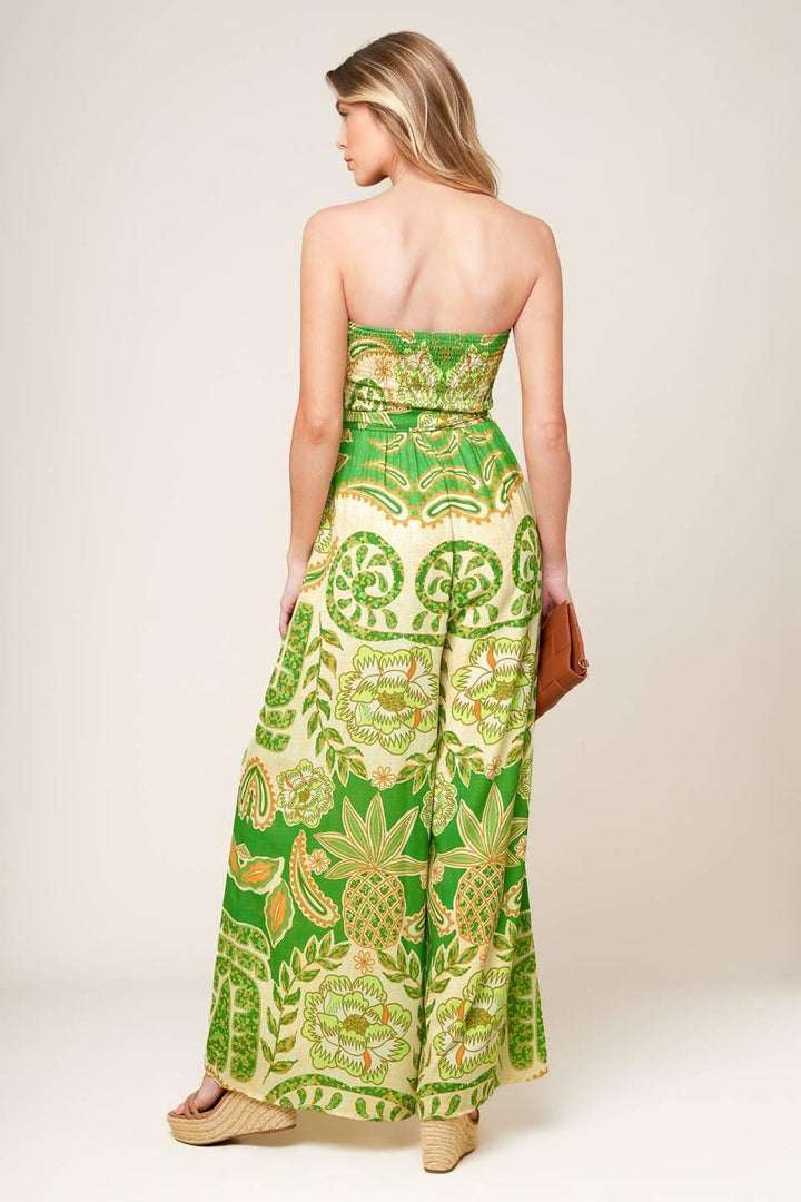 Cameron Meadow Green Woven Jumpsuit from KADOU Boutique