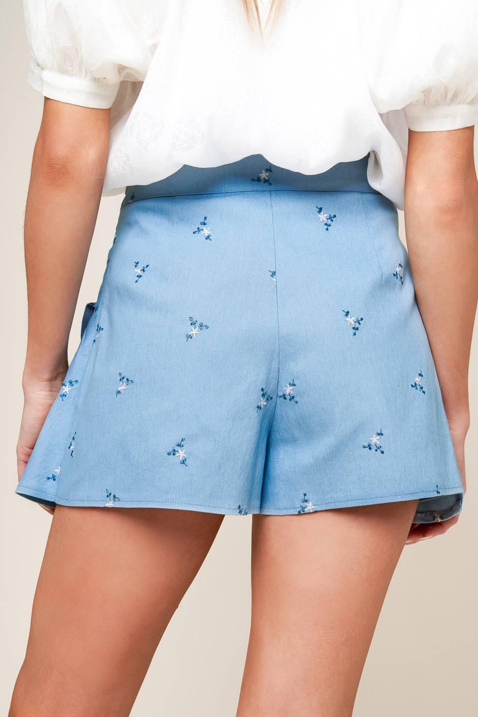 Moment of Clarity Light Indigo Woven Skort from KADOU Boutique