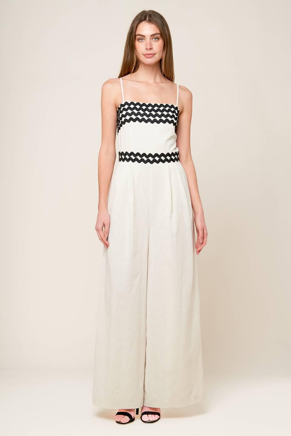Meet At the Pier Cream Woven Jumpsuit from KADOU Boutique