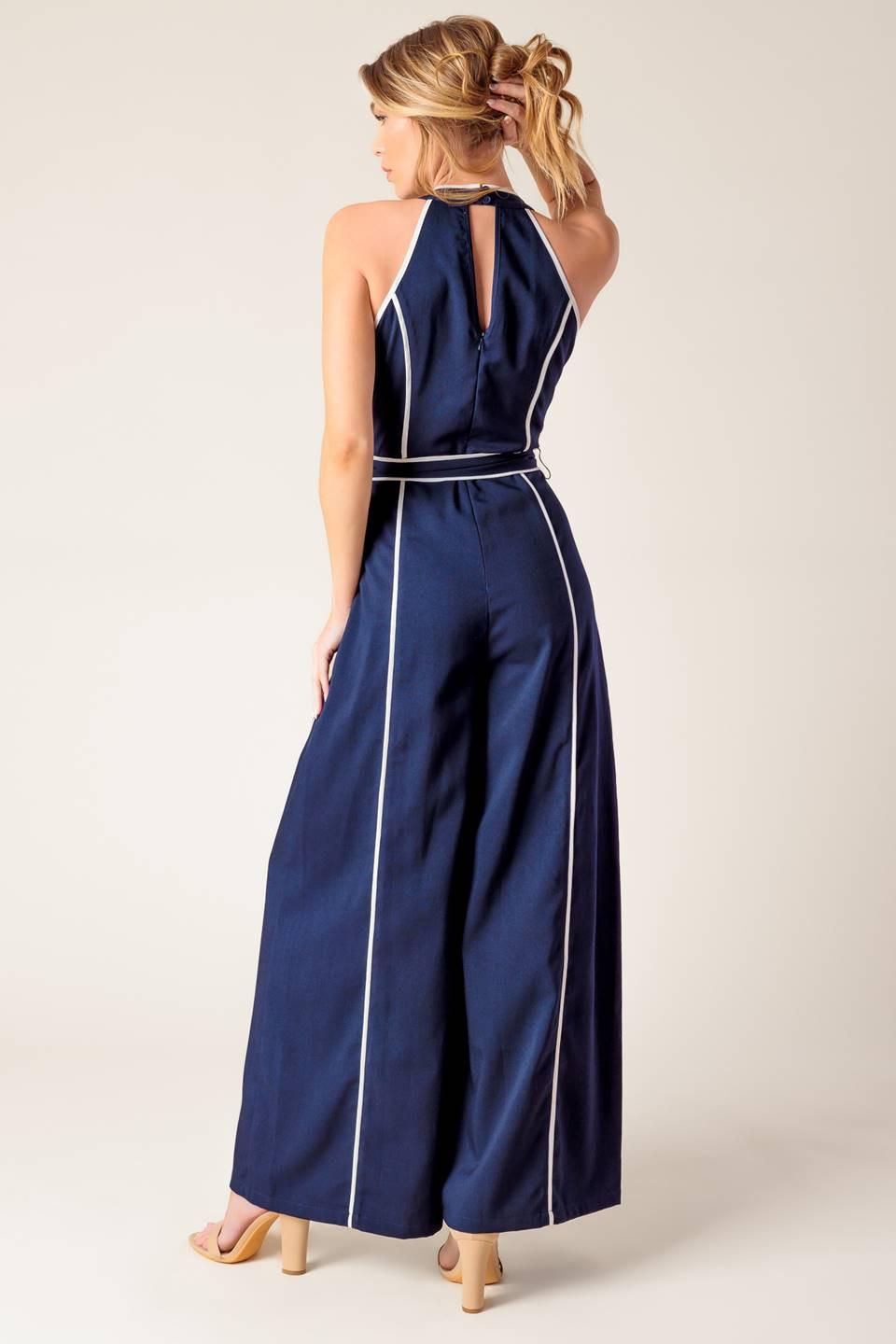 Layton Navy Woven Jumpsuit from KADOU Boutique