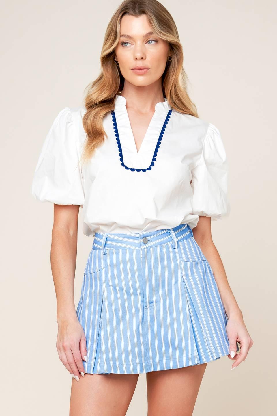 Valeria Powder Blue Woven Skort from KADOU Boutique
