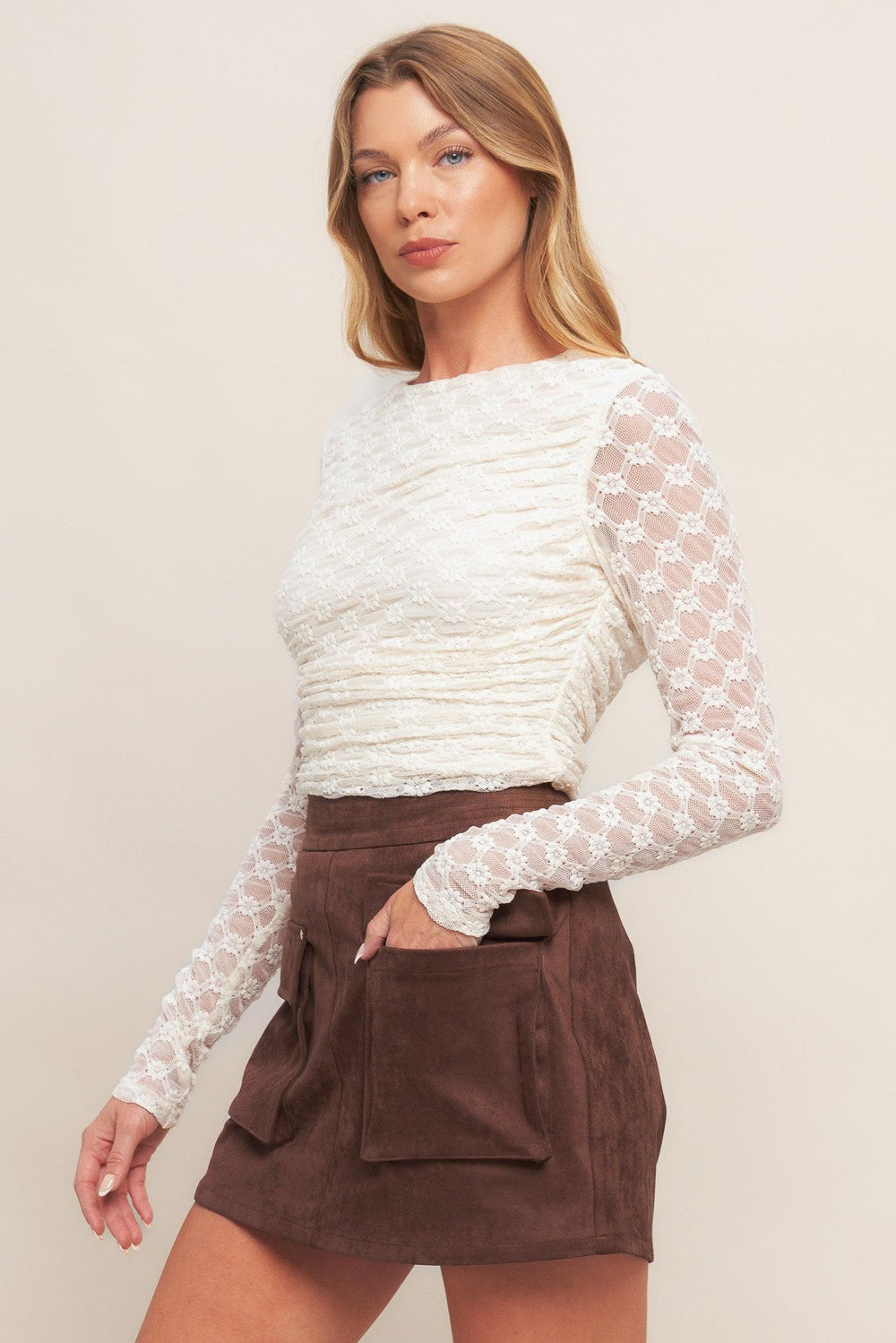 Western Romance Faux Suede Skort from KADOU Boutique