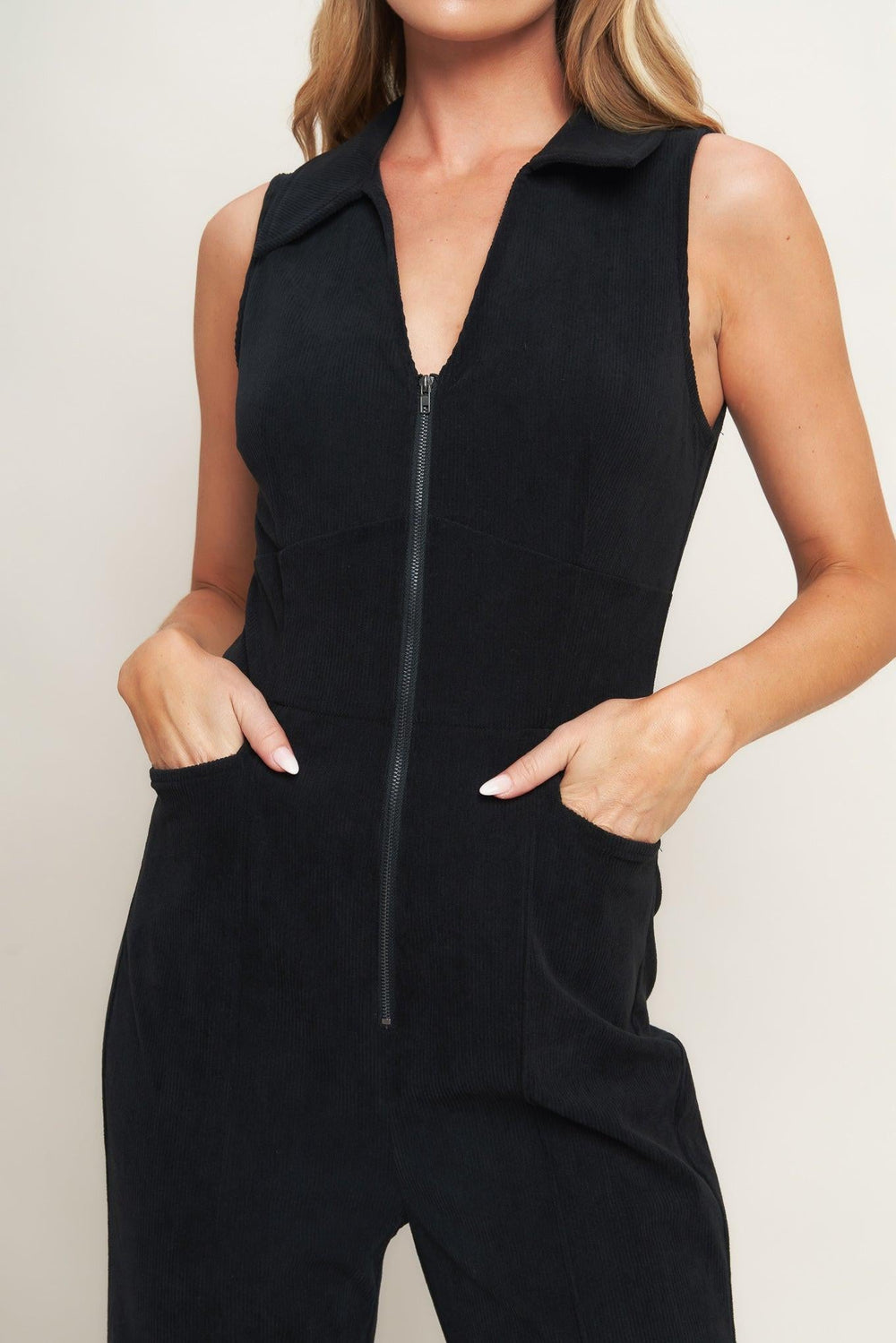 Street Icon Black Corduroy Jumpsuit from KADOU Boutique