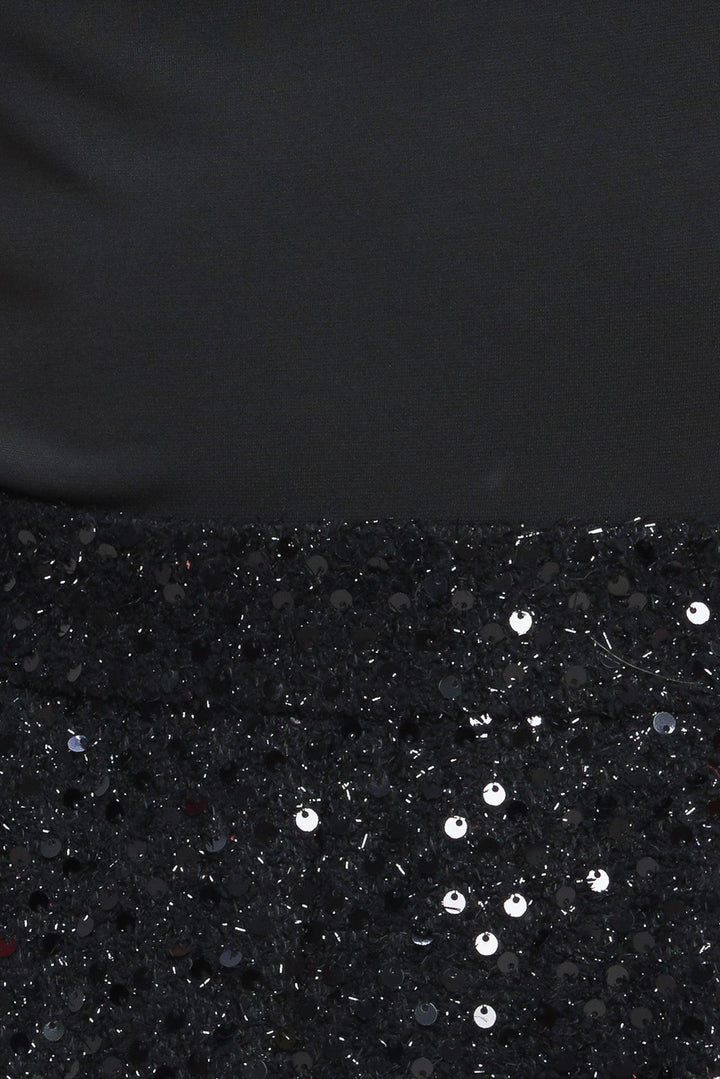 TWINKLE CHIC BLACK TOP AND SEQUIN SHORT ROMPER