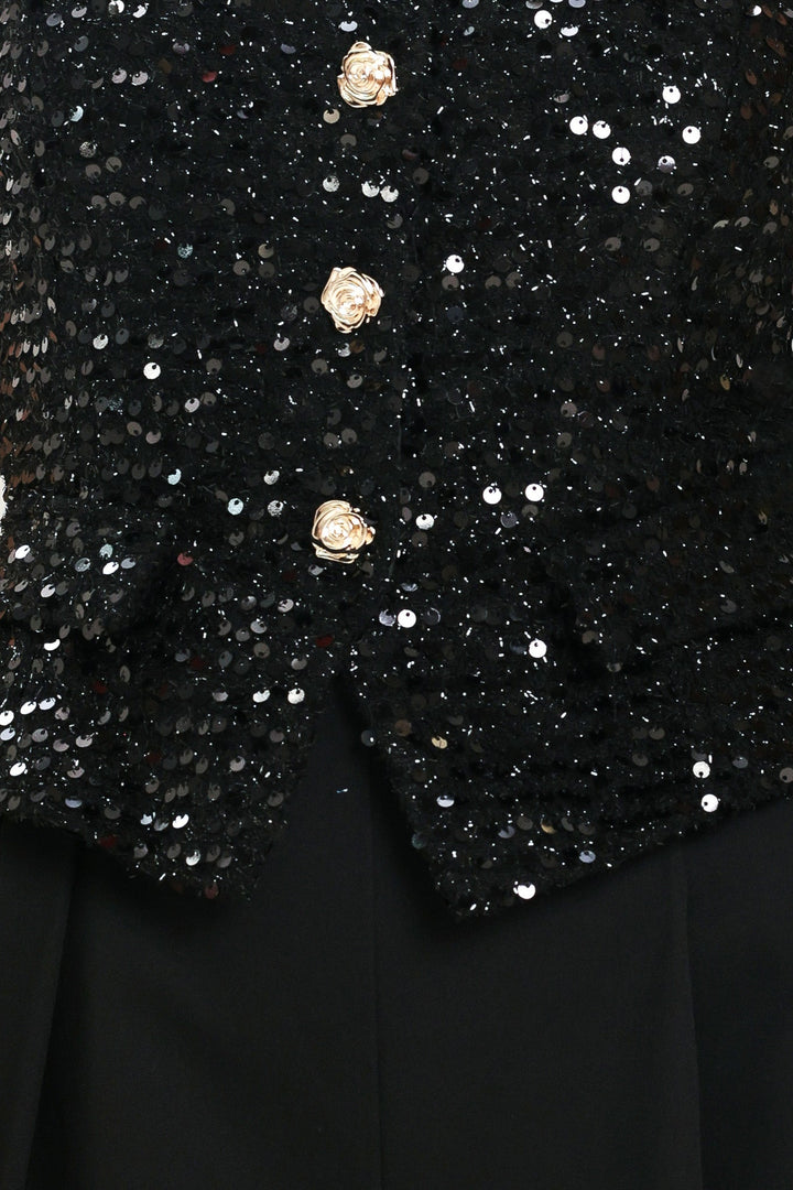 NIGHTFALL GLAM BLACK SEQUIN WIDE-LEG JUMPSUIT