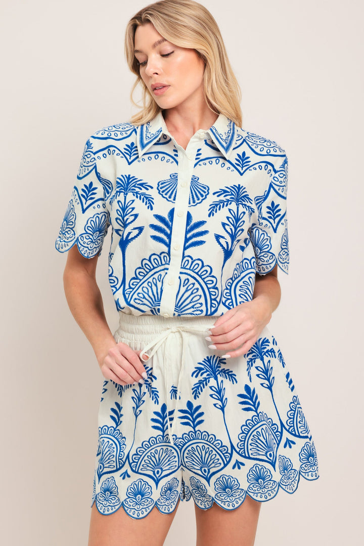 Coastline Palm Woven Shorts from KADOU Boutique