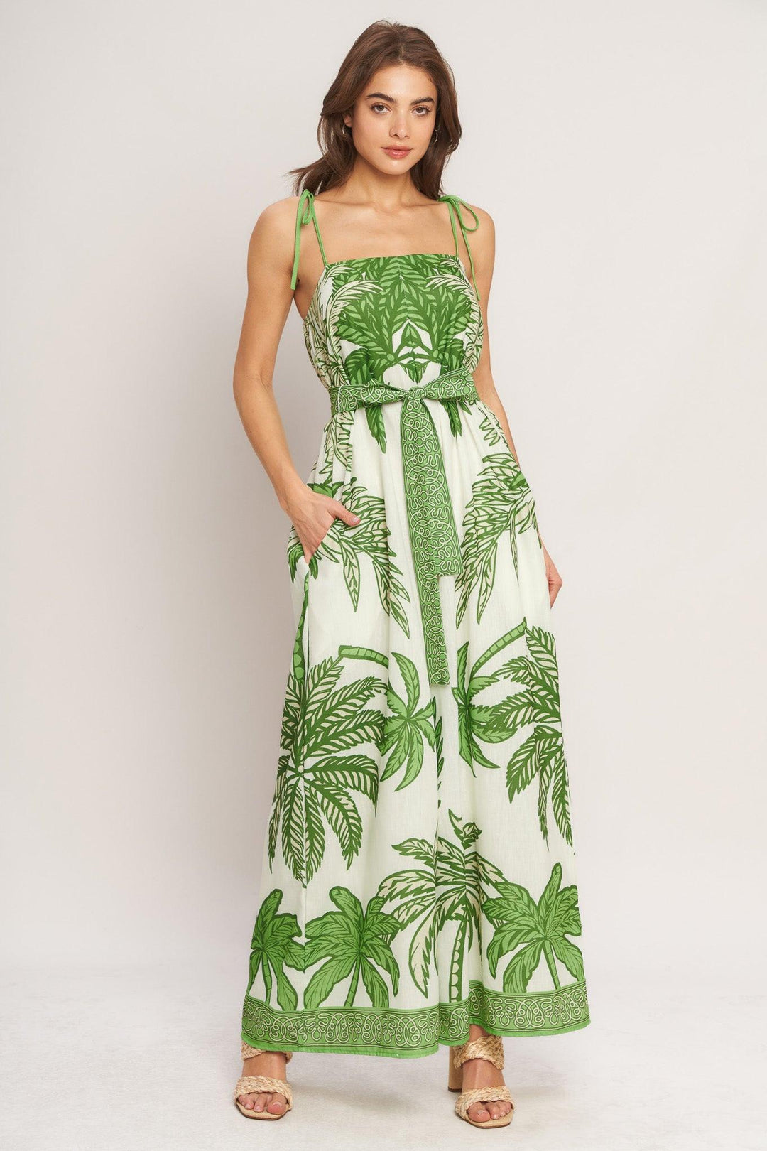 Palm Luxe Woven Jumpsuit from KADOU Boutique