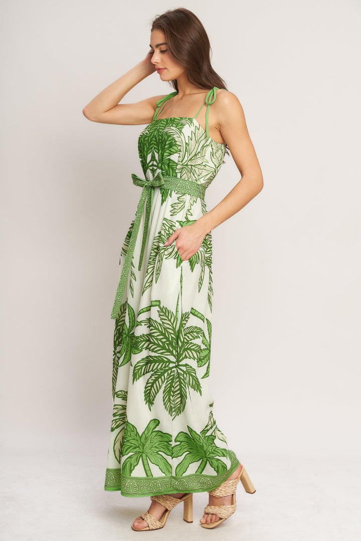 Palm Luxe Woven Jumpsuit from KADOU Boutique