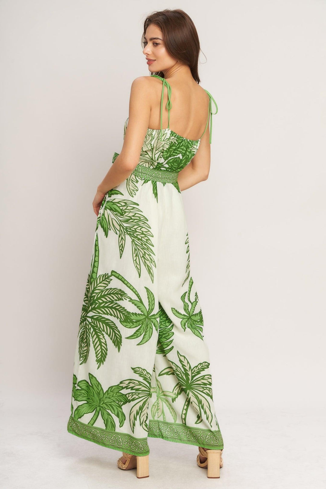 Palm Luxe Woven Jumpsuit from KADOU Boutique