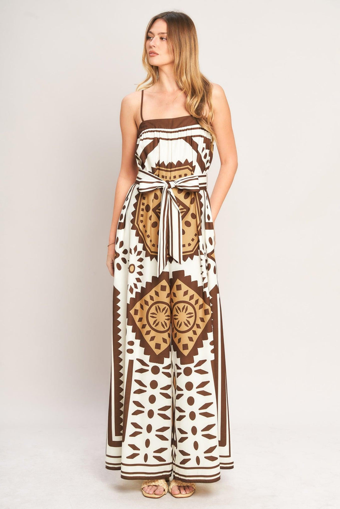 Earthy Elegance Boho Woven Jumpsuit from KADOU Boutique