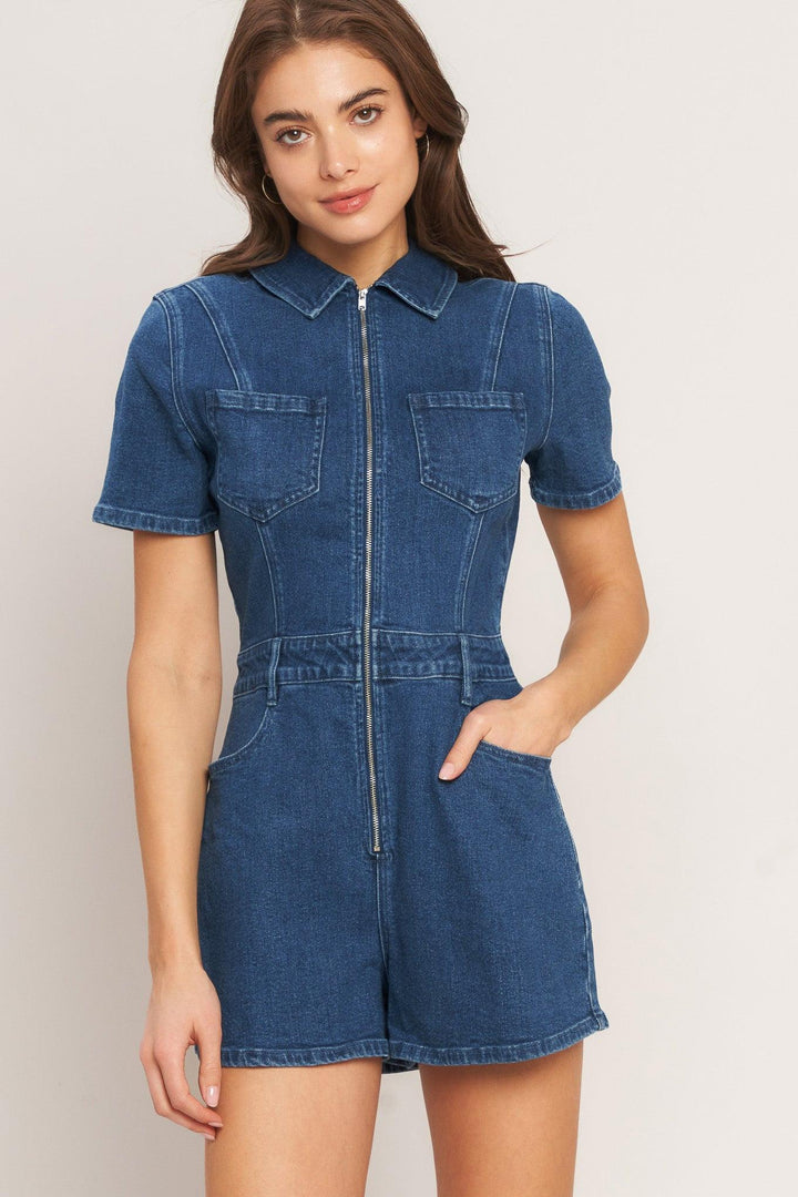Casual Structure Denim Romper from KADOU Boutique