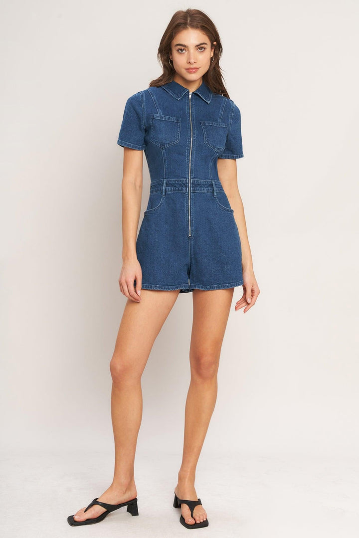 Casual Structure Denim Romper from KADOU Boutique