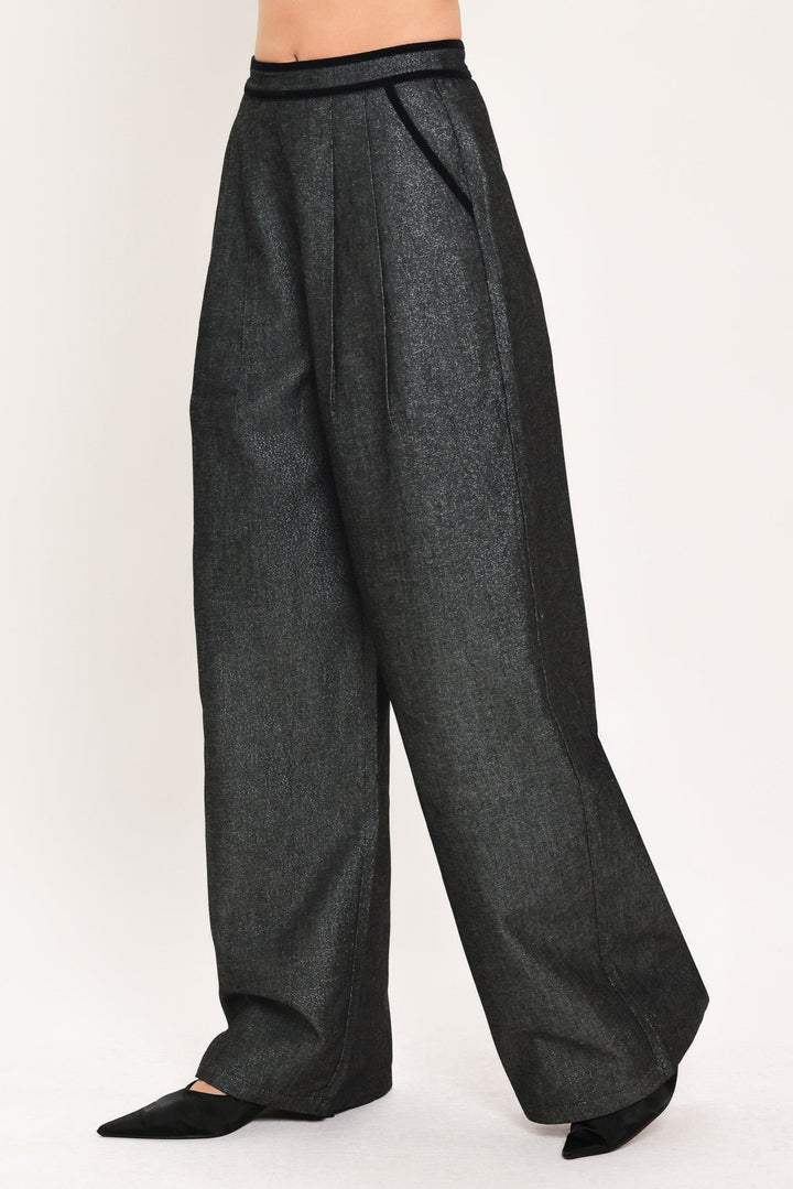 Metallic Hourglass Woven Wide Leg Pants from KADOU Boutique
