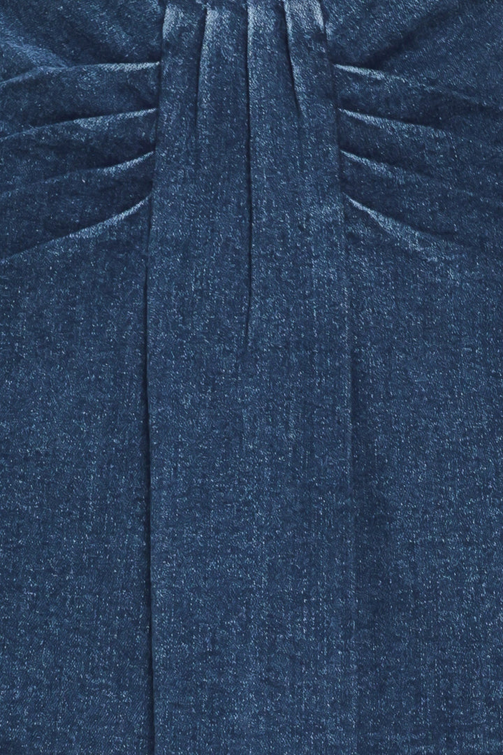INDIGO RUCHING DENIM SKORT