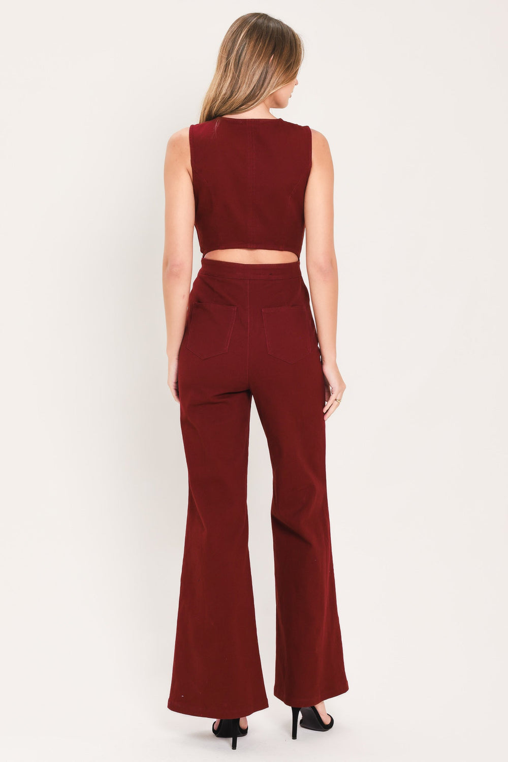 Merlot City Muse Woven Twill Jumpsuit from KADOU Boutique