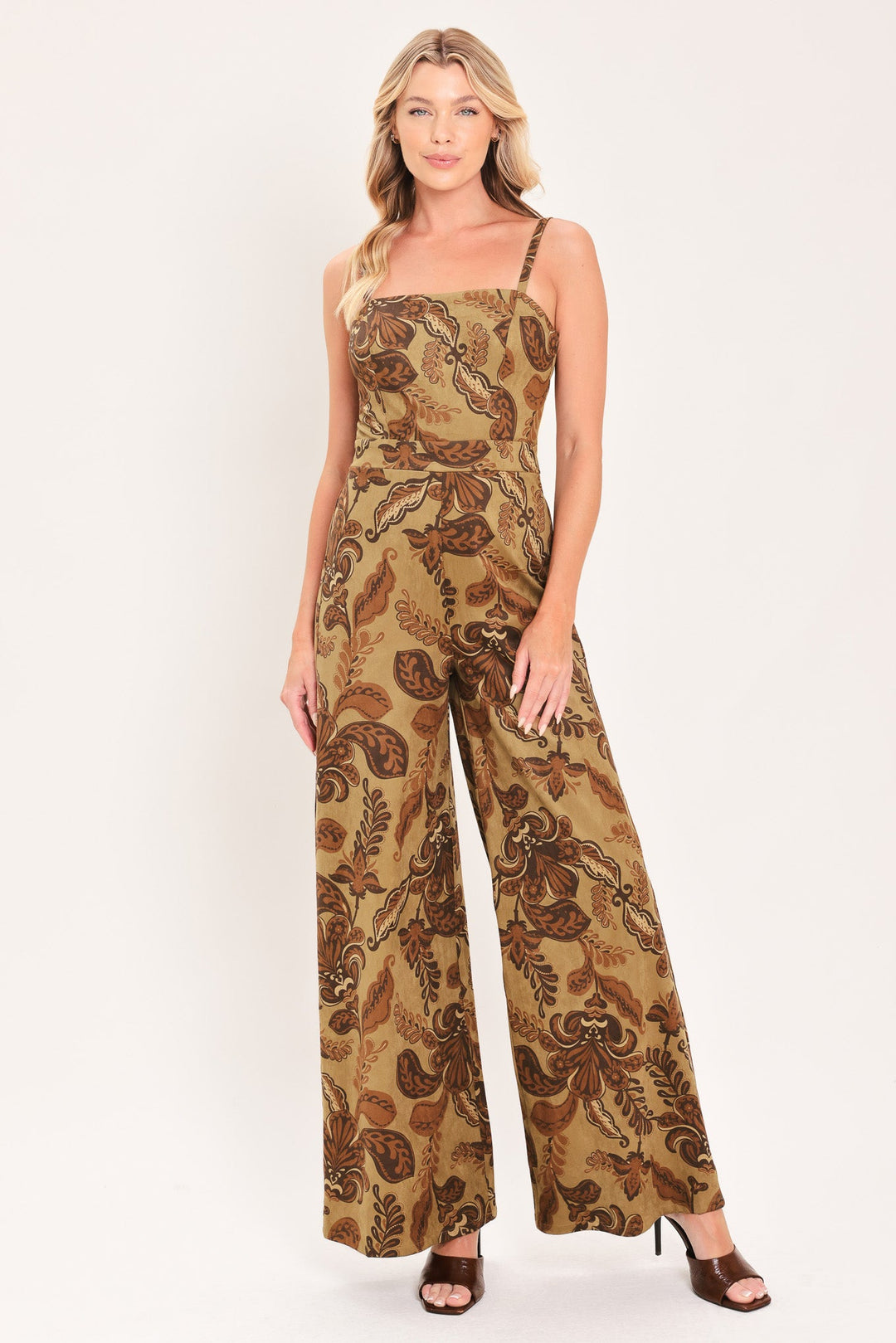 Acorn Arabesque Escape Faux Suede Jumpsuit from KADOU Boutique