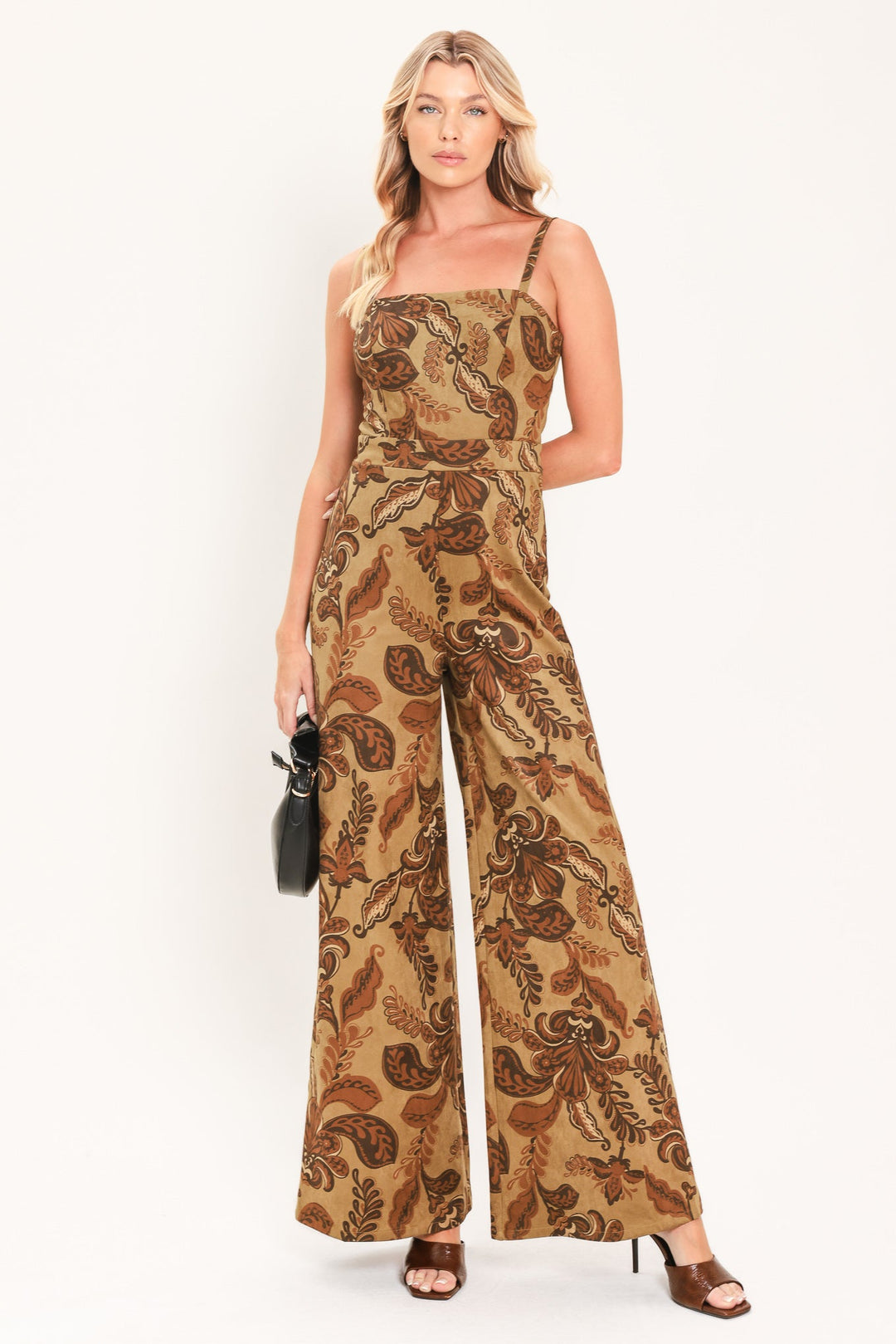 Acorn Arabesque Escape Faux Suede Jumpsuit from KADOU Boutique