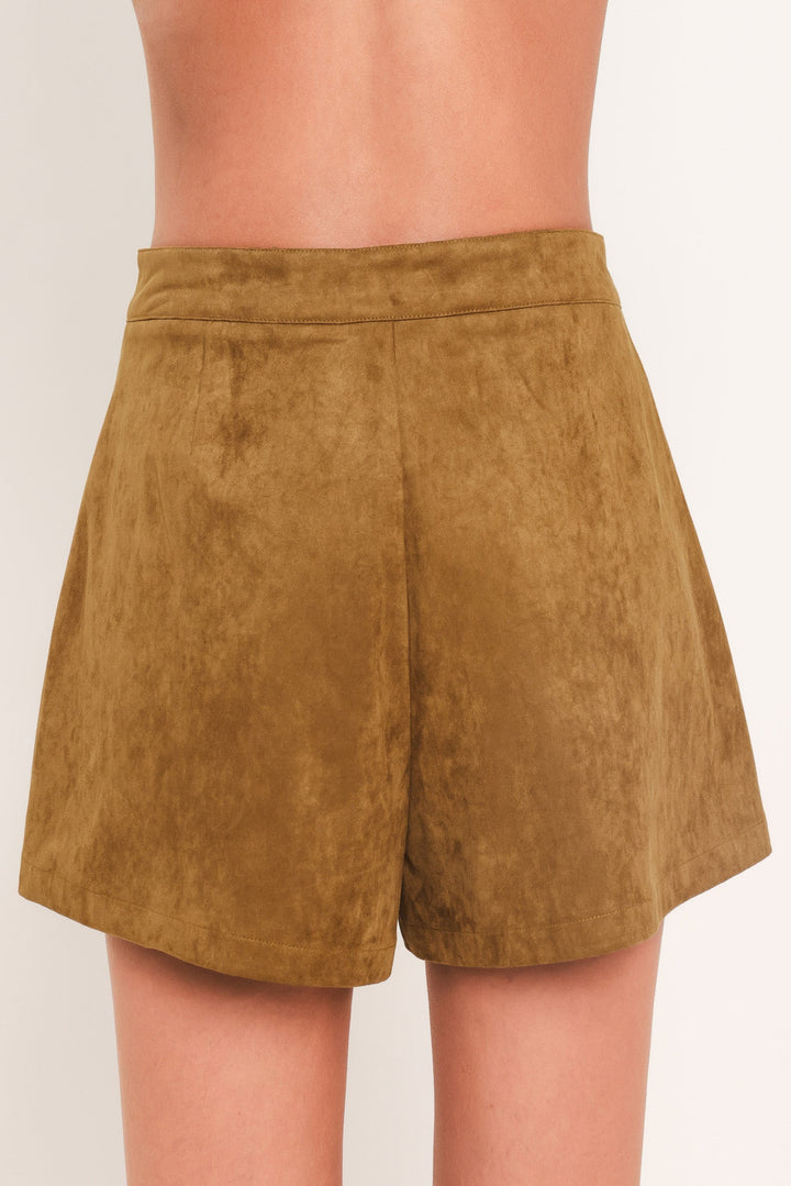 Amber Arabesque Aura Faux Suede Shorts from KADOU Boutique