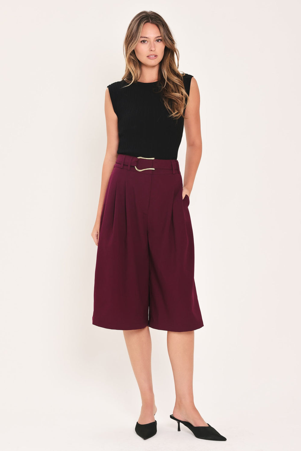 City Chic Buckle Belted Culotte Pants from KADOU Boutique