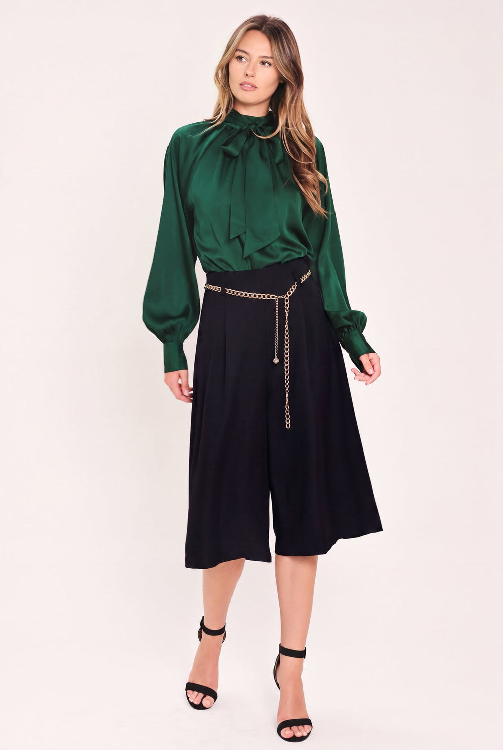 Night Out Chain Belted Culotte Pants from KADOU Boutique
