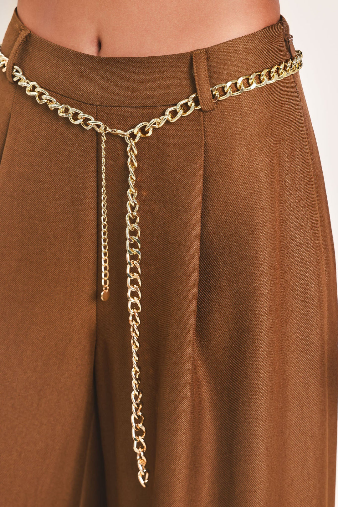 Uptown Moment Chain Belted Wide Leg Pants from KADOU Boutique