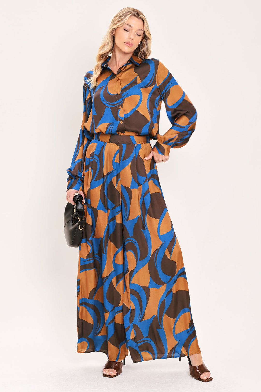 SIENNA WAVE STATEMENT WOVEN WIDE LEG PANTS