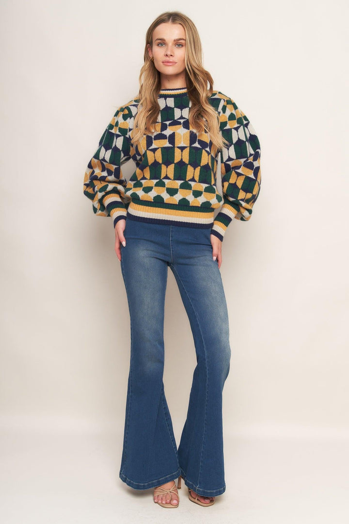 Cheer You On Jacquard Sweater Top from KADOU Boutique
