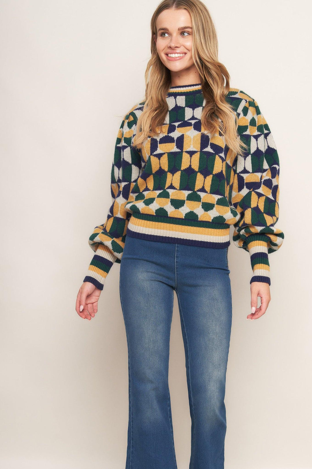 Cheer You On Jacquard Sweater Top from KADOU Boutique