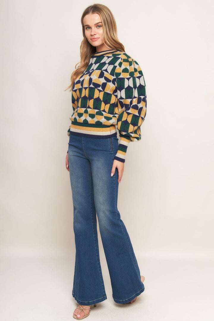 Cheer You On Jacquard Sweater Top from KADOU Boutique