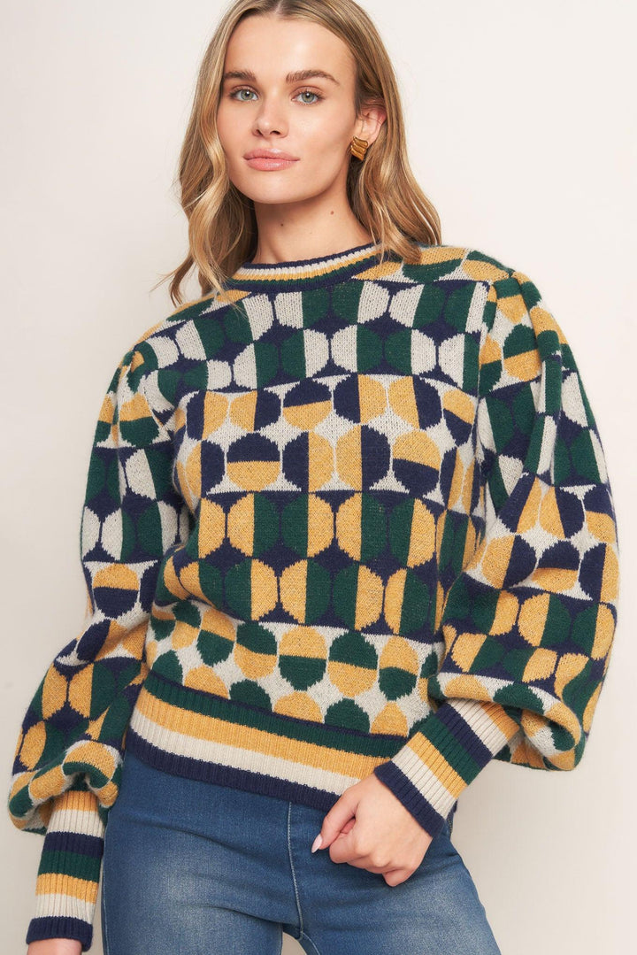Cheer You On Jacquard Sweater Top from KADOU Boutique