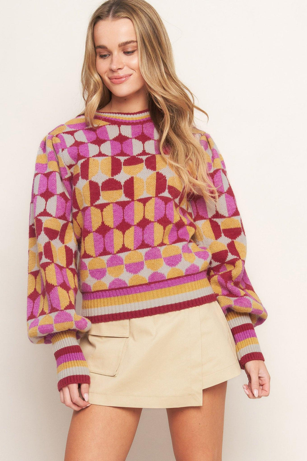 Cheer You On Jacquard Sweater Top from KADOU Boutique