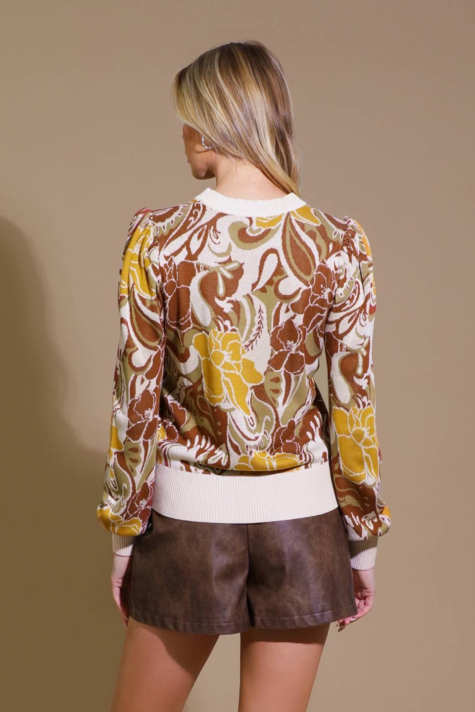 Keeping Tabs Jacquard Pullover Sweater Top from KADOU Boutique