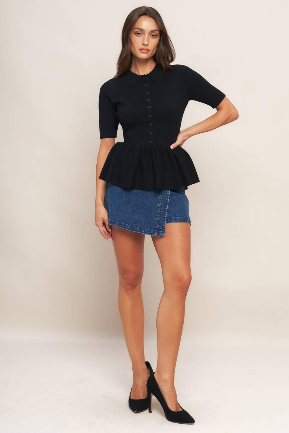 Sweet Serenade Black Woven Top from KADOU Boutique