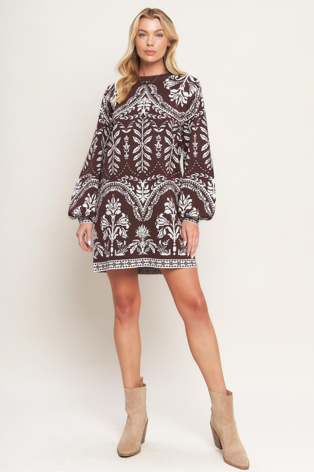 Terra Tapestry Sweater Knit Mini Dress from KADOU Boutique
