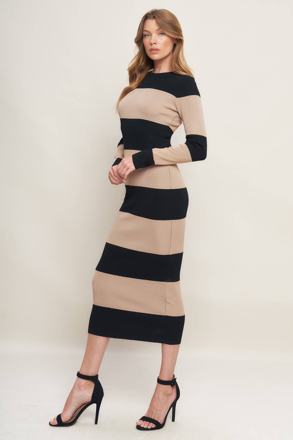 ESPRESSO &amp; CREAM SWEATER KNIT MIDI DRESS