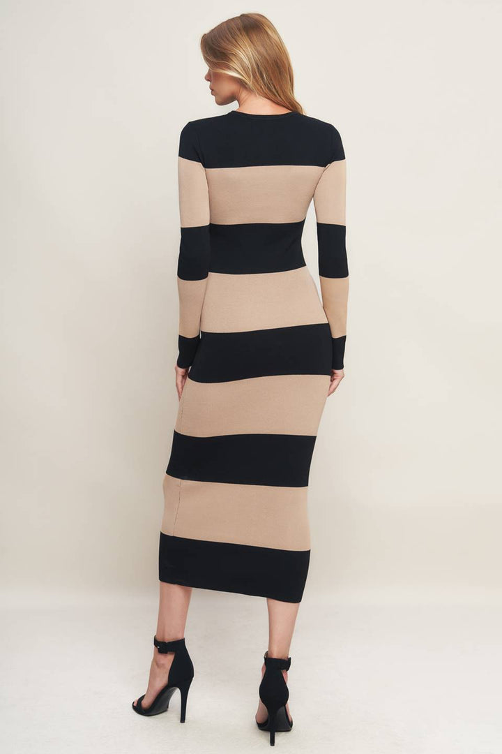 ESPRESSO &amp; CREAM SWEATER KNIT MIDI DRESS