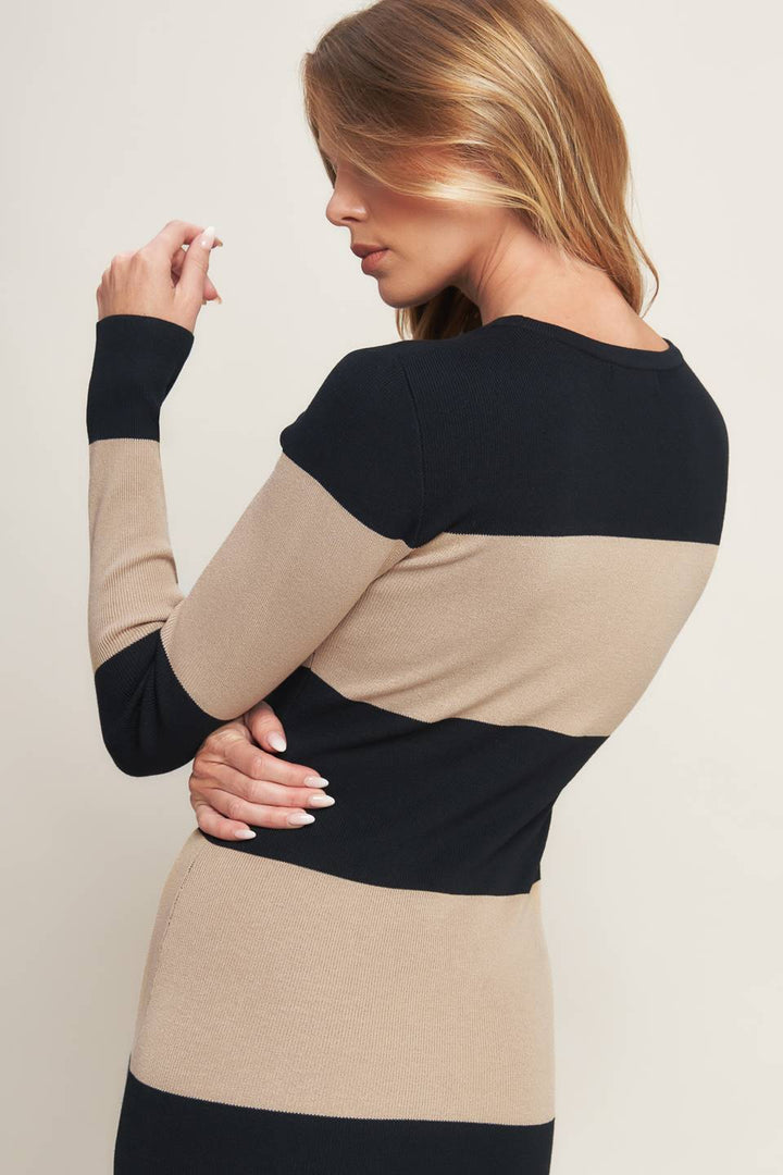 ESPRESSO &amp; CREAM SWEATER KNIT MIDI DRESS