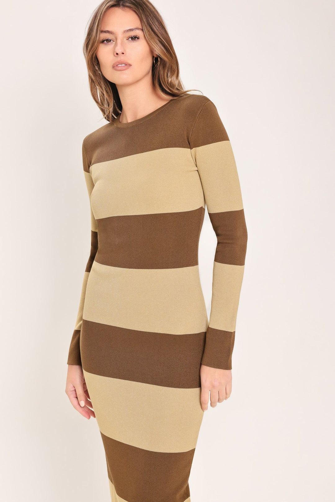 Espresso &amp; Cream Sweater Knit Midi Dress from KADOU Boutique