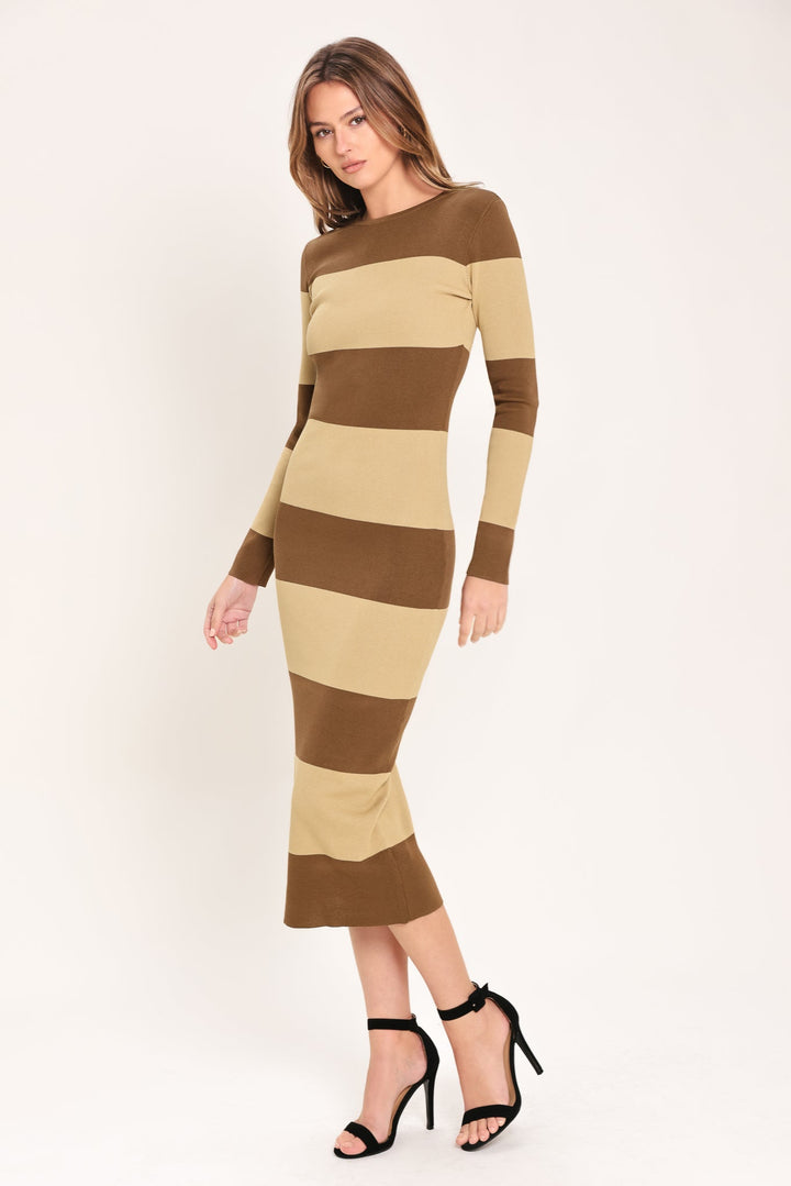 ESPRESSO &amp; CREAM SWEATER KNIT MIDI DRESS