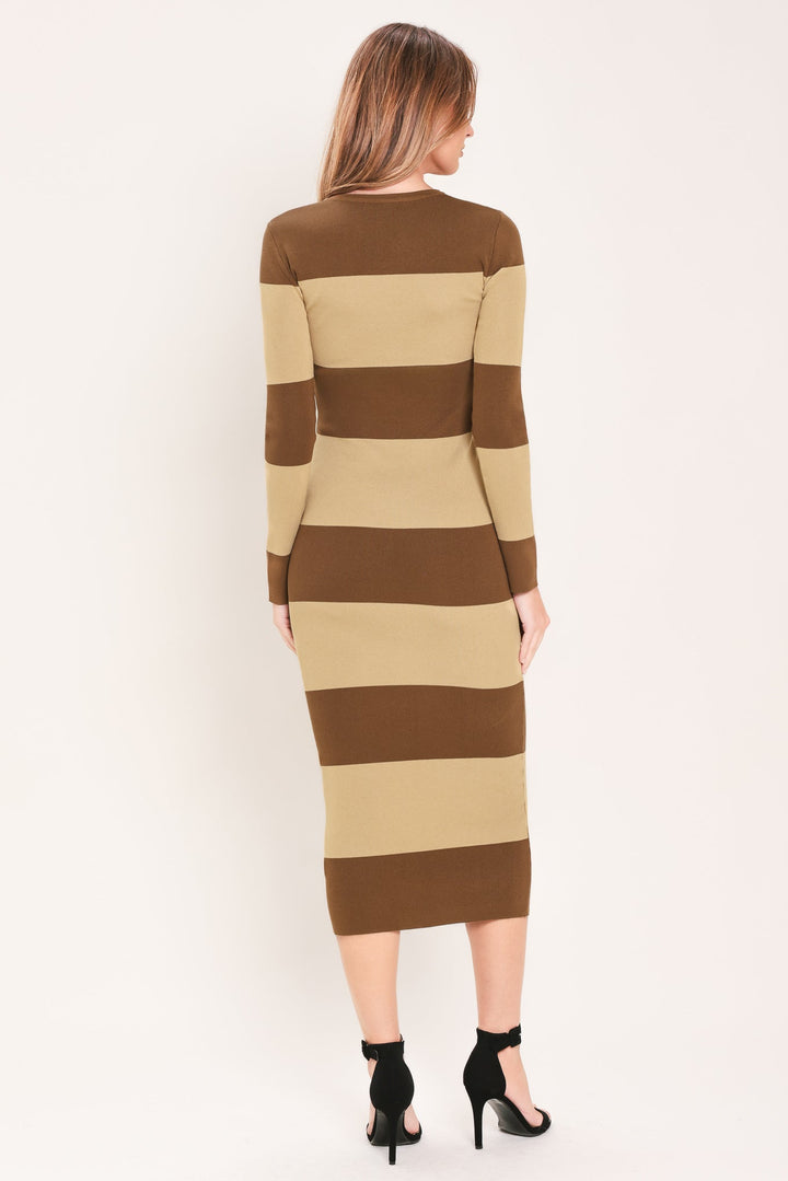 ESPRESSO &amp; CREAM SWEATER KNIT MIDI DRESS